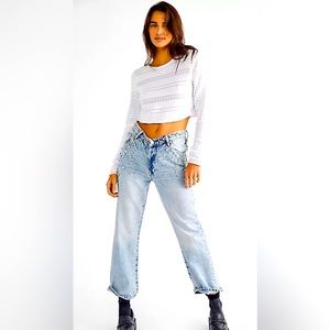 NWT, Free People Baxter Embellished Jeans, Size 28